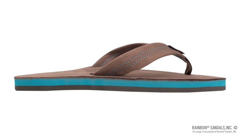 Rainbow Sandals Men's Single Layer Premier Leather with Blue Midsole, Expresso, Men's Large / 9.5-10.5 D(M) US - Image 4